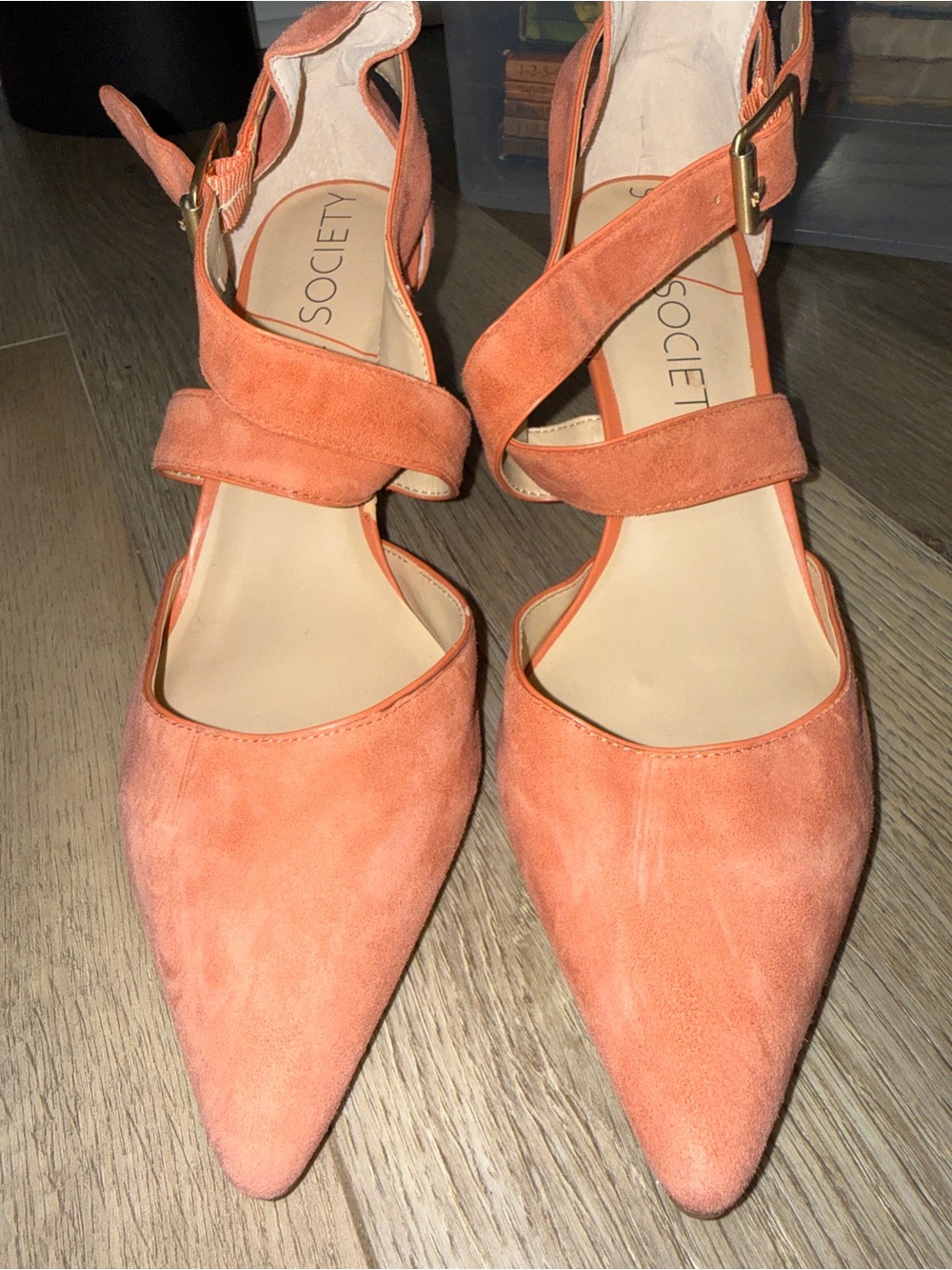 Suede Pointed Toe Ankle-Strap Heels by Sole Societt